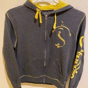 Disney Aladdin Broadway Musical Heather Gray/Yellow Full Zip Hoodie Sz M Unisex